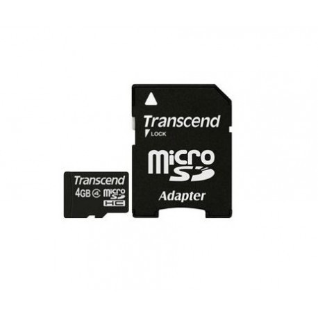 Transcend Memory Card Micro SDHC 4 GB Classe 4 con Adattatore a SD TS4GUSDHC4 - Transcend - TS4GUSDHC4