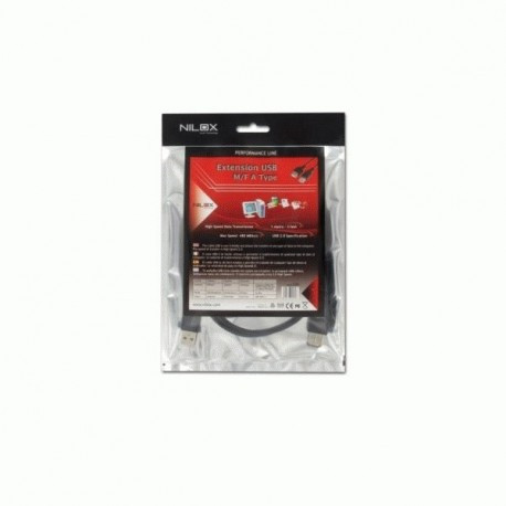 Nilox Prolunga USB 2.0 Maschio / Femmina Tipo A / A Nera 1 Mt 07NXPU010A202 - Nilox - 07NXPU010A202