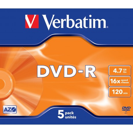 Verbatim Confezione 5 DVD-R Matt Silver 4,7 GB 16x Jewel VB-DMR47JCA 43519 - Verbatim - 43519
