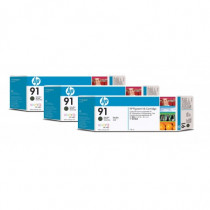 HP  Confezione da 3 cartucce di inchiostro nero opaco 91, 775 ml C9480A - HP - C9480A